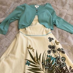 Ann Taylor Loft green and cream floral dress